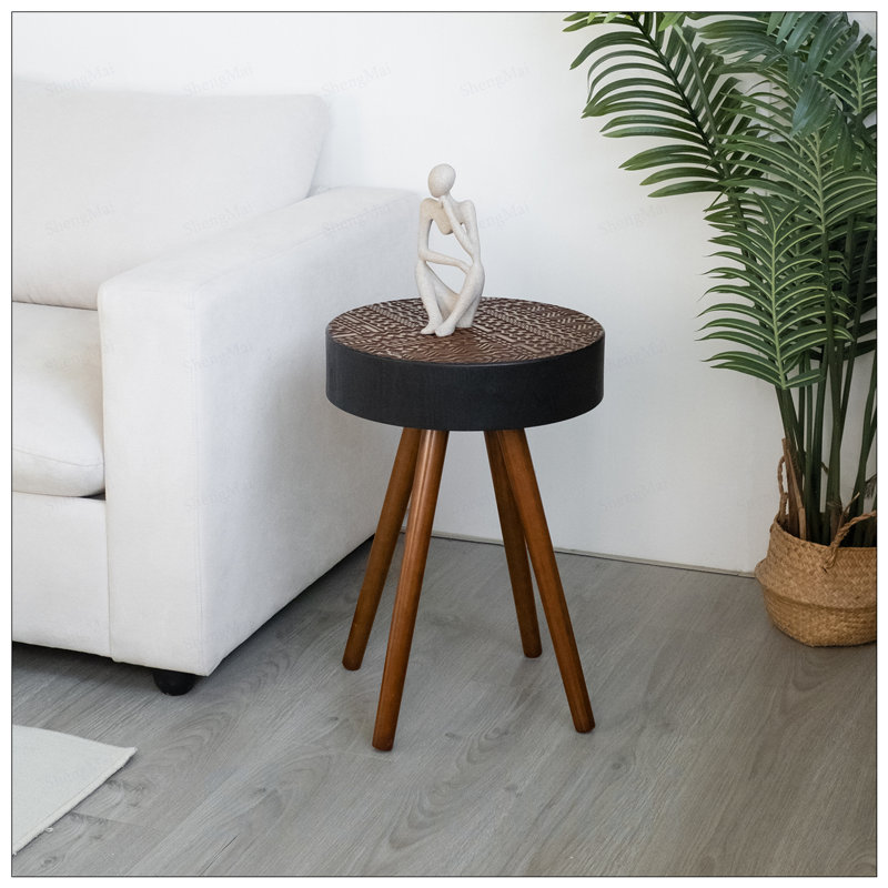 Table basse ronde à plateau sculpté, multifonctionnelle et compacte pour les petits espaces, table de chevet moderne, idéale pour le salon et la chambre à coucher