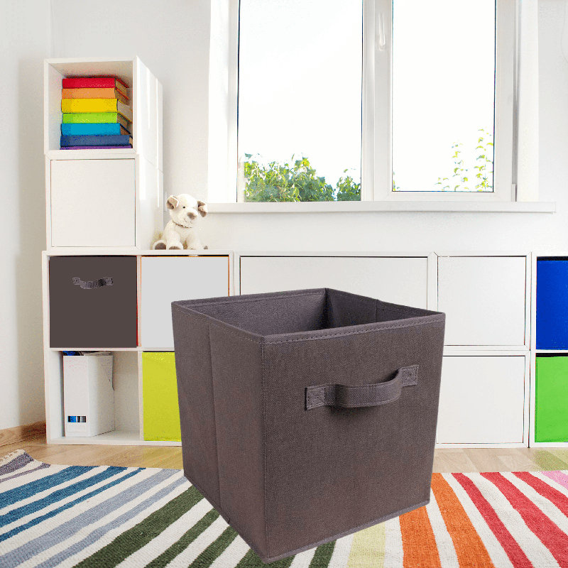 Cube ou bac en tissu pliable, Gris foncé