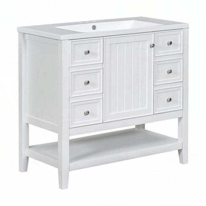 Meuble-lavabo 36 po avec lavabo en céramique, Blanc