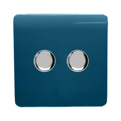 Trendi Switch 2 Gang 1 or 2 way 100w Rotary LED Dimmer Light Switch