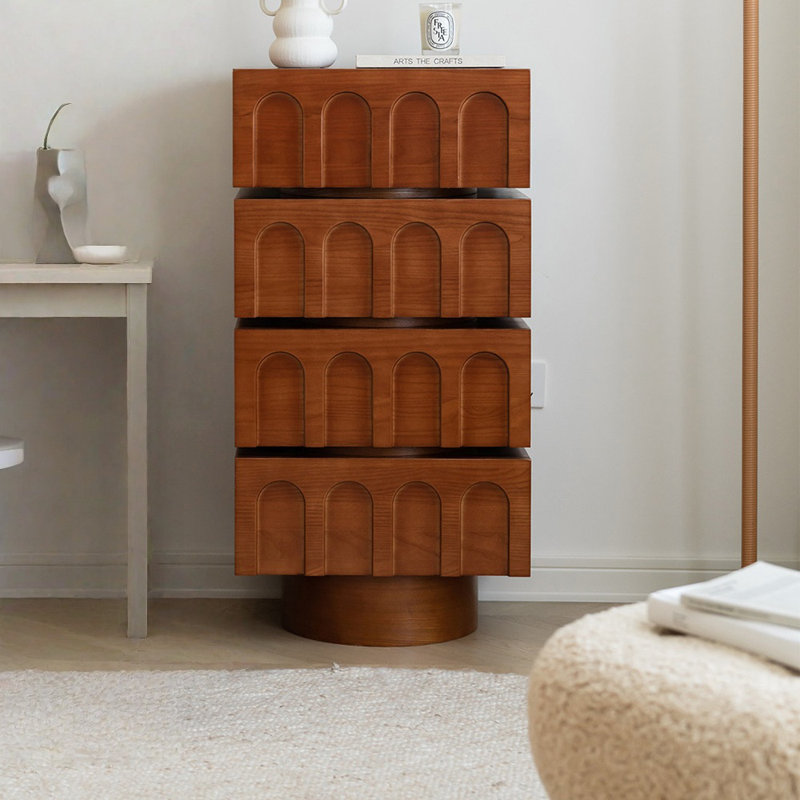 Commode en bois massif rétro de style français, Brun