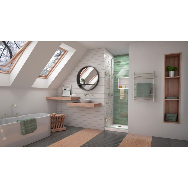 DreamLine Unidoor-LS 27 inch W x 72 inch H Frameless Hinged Shower Door in Brushed Nickel, Brushed Nickel, 27"
