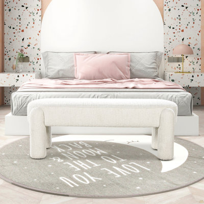 Banc 49 po ovale entièrement rembourré, blanc crème crème