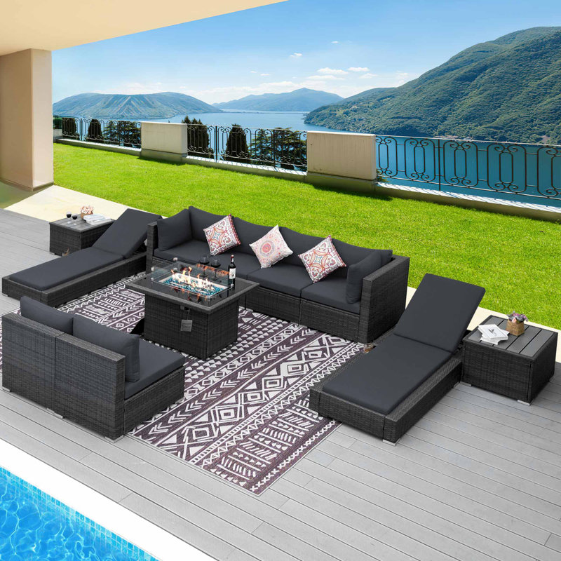 Jiquez 500 - Person Modular Patio Conversation Set with Cushions, Dark Gray