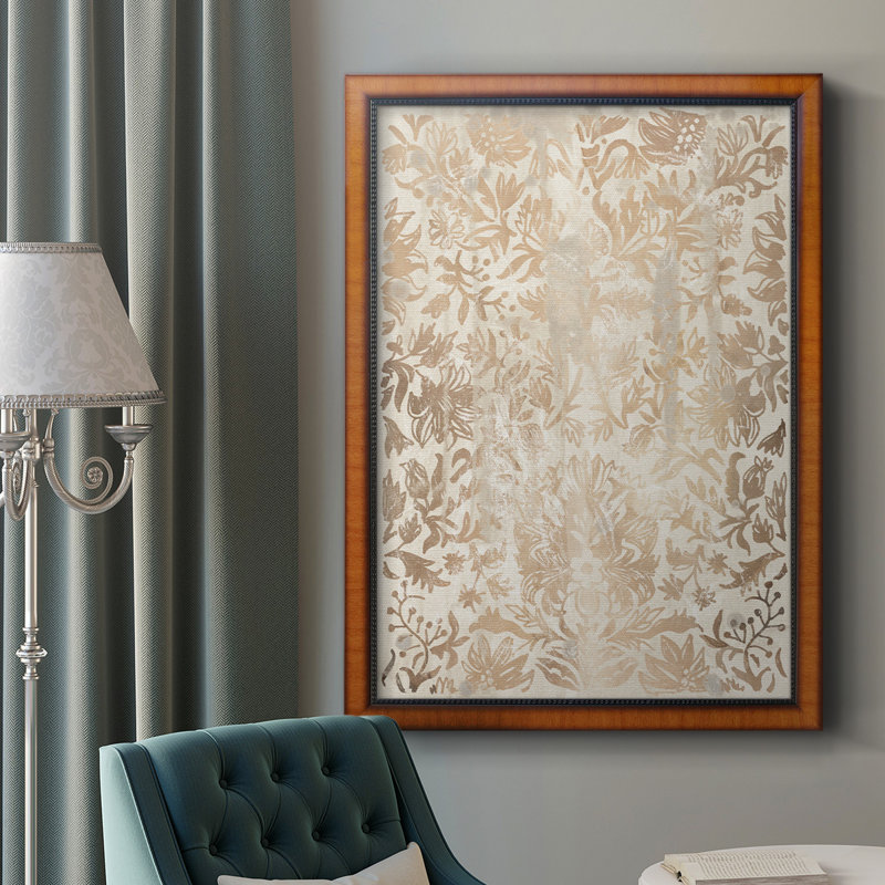 Toile encadrée noyer damassé de qualité supérieure - prête à être accrochée, H 36 po x l 24 po x P 2,5 po