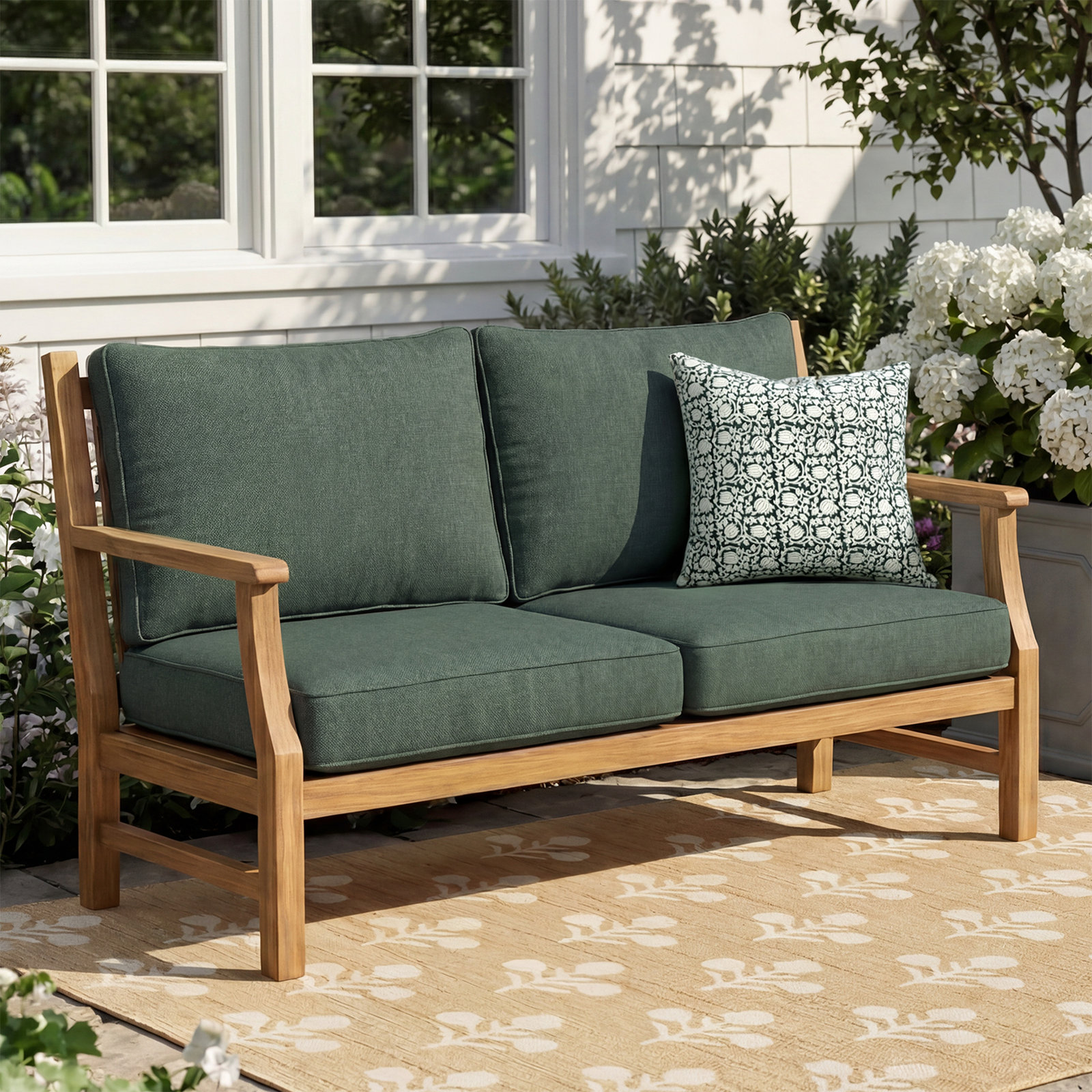 Davana Sunbrella Outdoor Loveseat, Cast Ivy Sunbrella® Plainweave, 25" W x 25" D