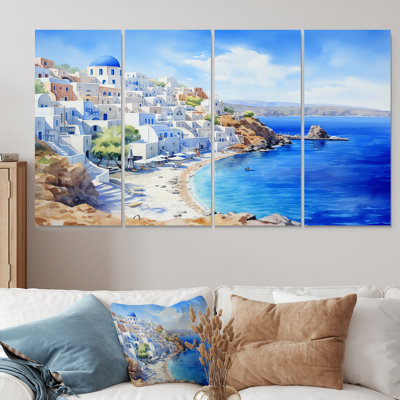 Santorini Grèce Serenity - Grèce, ensemble de 4 décorations murales