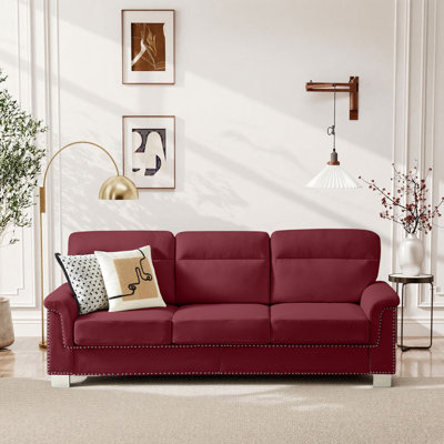 Canapé 82 pouces en tissu de chenille compressé pour 3 personnes, siège confortable de conception moderne, idéal pour le salon et la décoration intérieure
