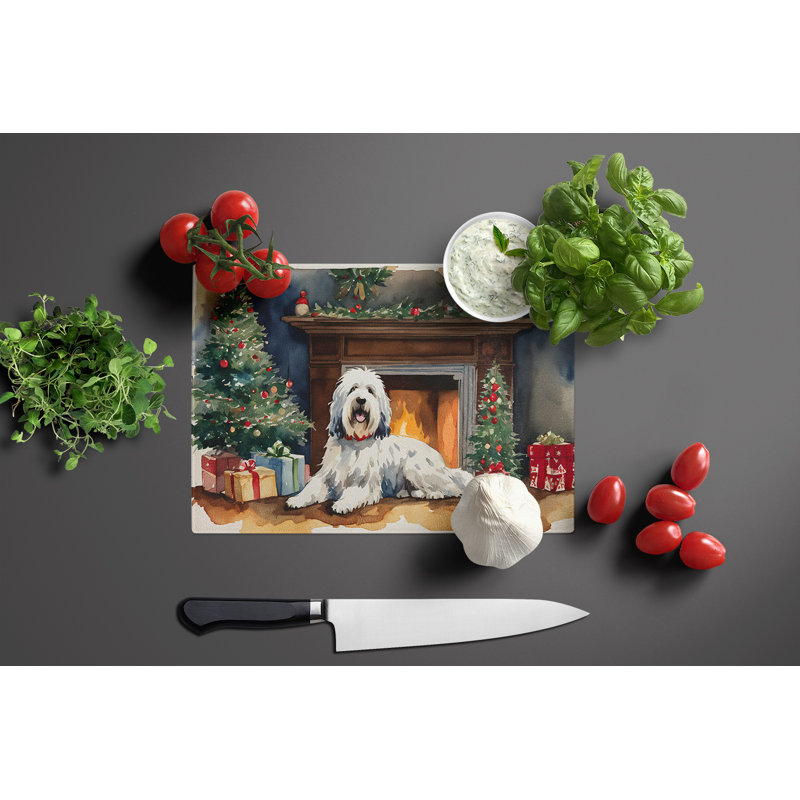 Grande planche à découper Old English Sheepdog Cozy Christmas