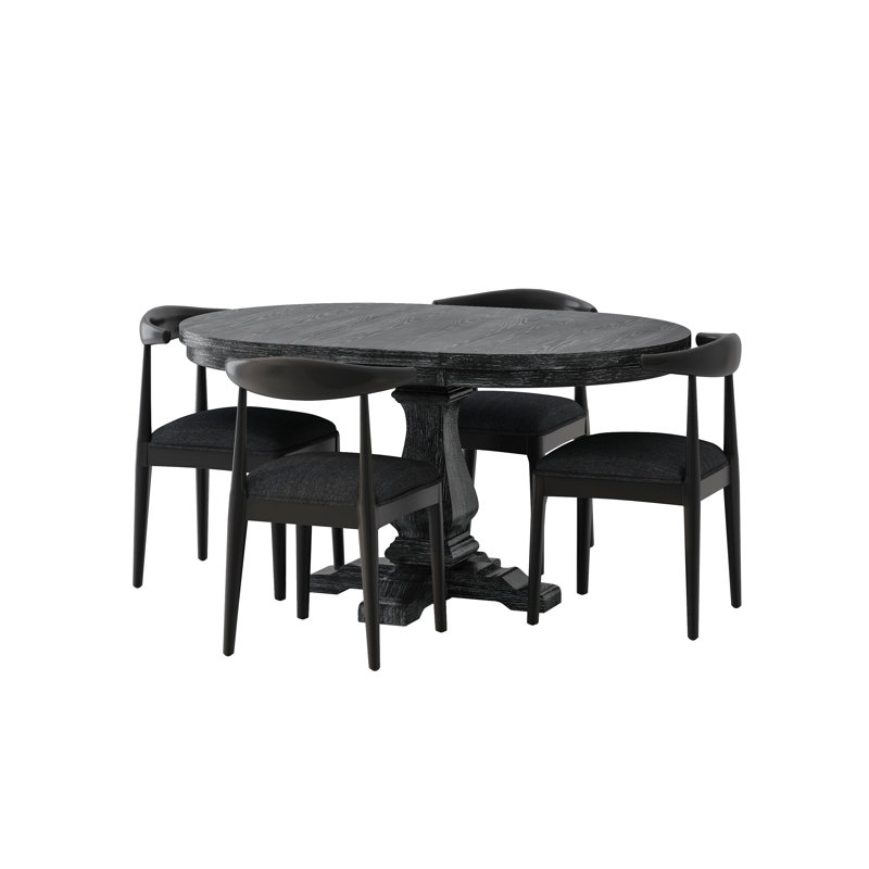 Jobita Dining Set, Black Textured Tweed
