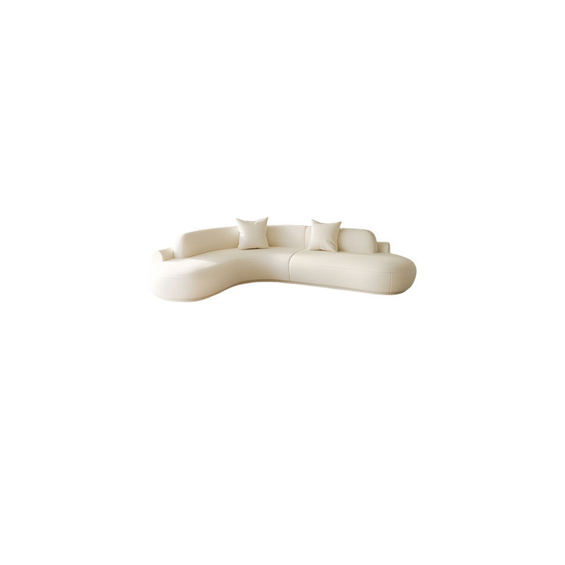 Canapé de coin courbé, Blanc cassé, 3, H 27,56 po x l 82,68 po x P 82,68 po