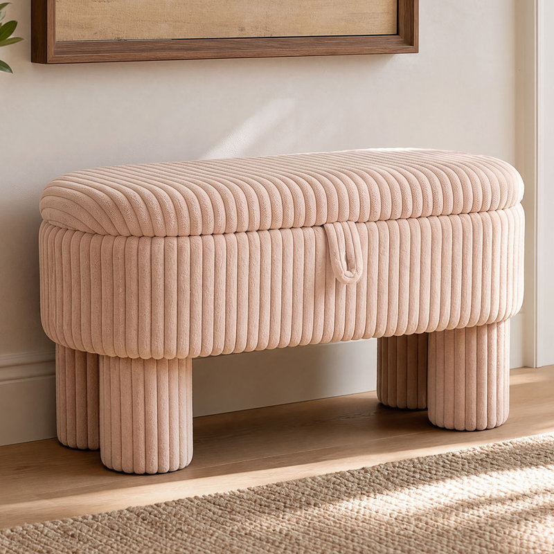 Pouf de rangement moderne, banc rembourré avec assise de rangement, banc à chaussures d'entrée, Pink, Pink, Rose
