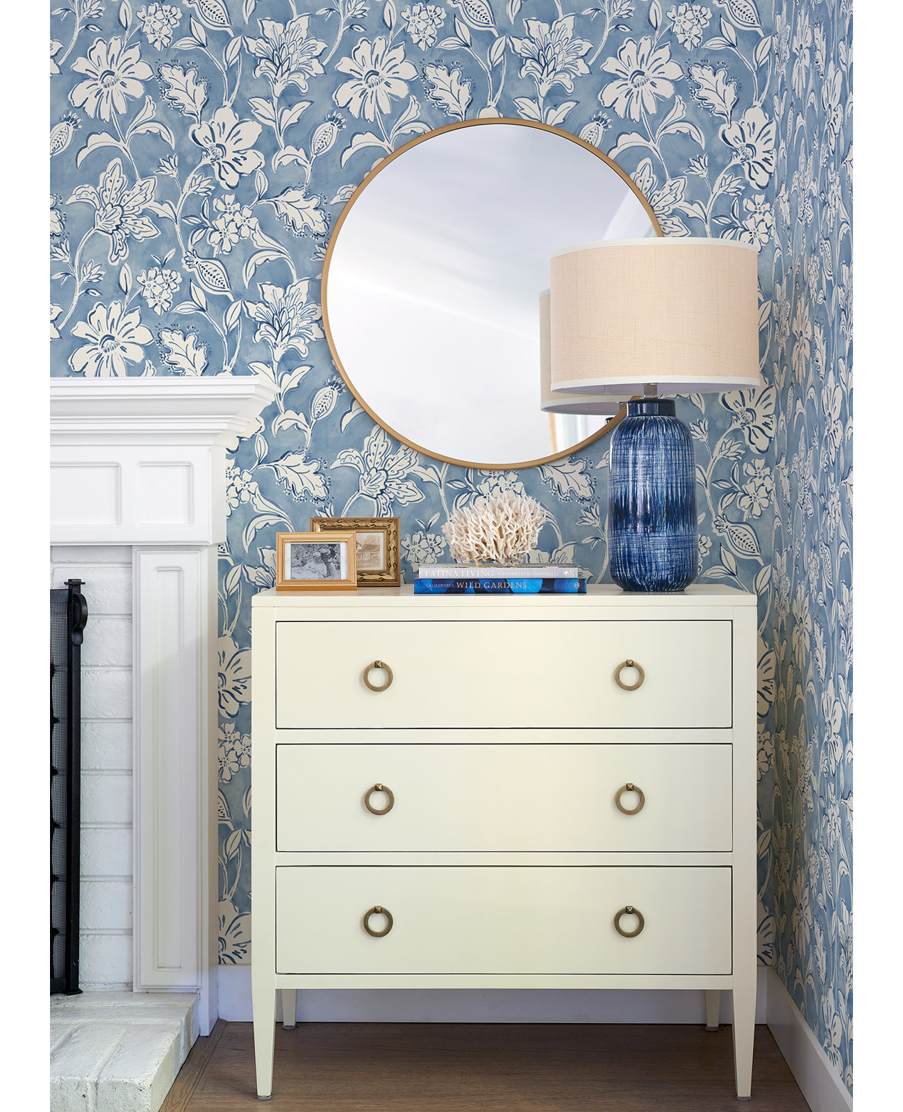 Chelsea Floral Wallpaper, Blue