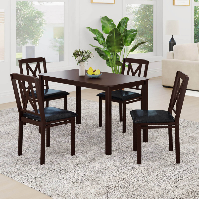 Ensemble de table de salle à manger 5 pièces pour 4 tables de cuisine rectangulaires et 4 chaises