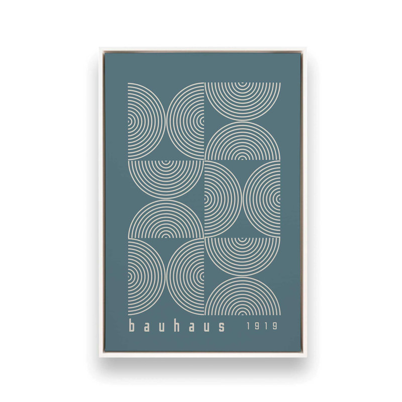Affiche de composition Bauhaus, Cadre flottant blanc opaque, H 36,75 po x l 24,75 po, Bleu tempête