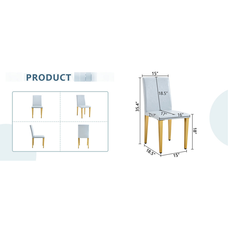 4 chaises de salle à manger en polyuréthane gris - élégantes et confortables, avec des pieds en métal robustes et 4 chaises confortables