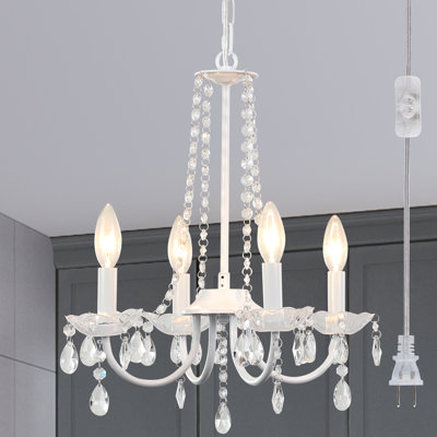 Plug-in 4-Light Classic / Traditional Crystal Chandelier with On/Off Switch for Dining Rooms Kitchen Islands Hallways Porches Living Rooms Mini Room - 15.74 in