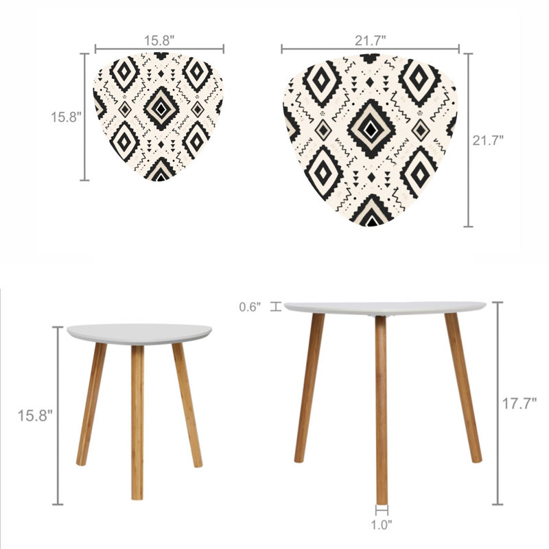Ensemble de 2 tables basses gigognes triangulaires Ikat