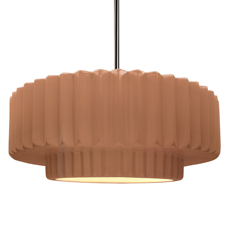 Luminaire suspendu 1 lumière Meydan, H 6 po x l 16,25 po x P 16,25 po, Adobe / laiton, Nickel brossé