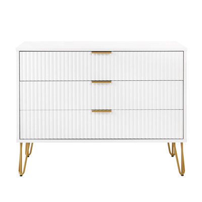 Commode standard cannelée moderne 35 po à 3 tiroirs Dumbo