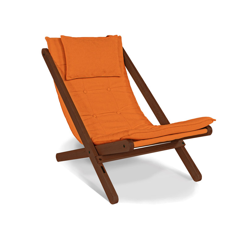 Donner Deck Chair with Cushion, Walnut , Orange