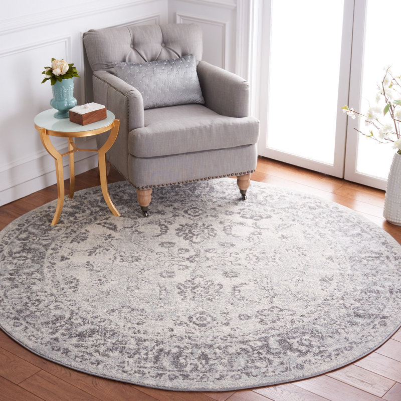 Tapis Hawtree 281 ivoire / gris, Rond 6 pi 7 po