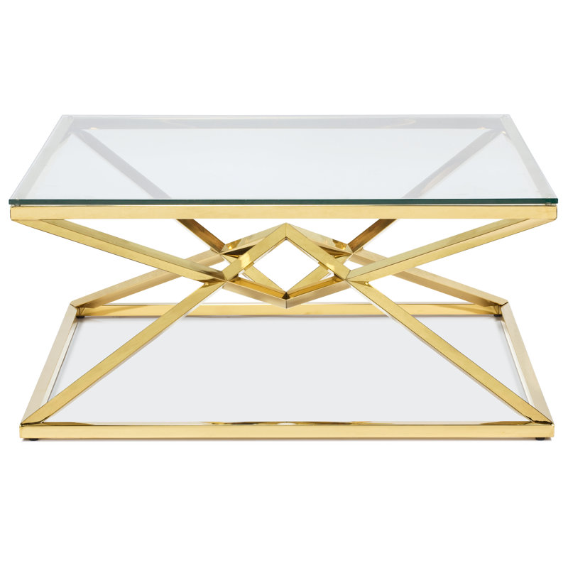 Mongillo Glass Top Coffee Table, Gold