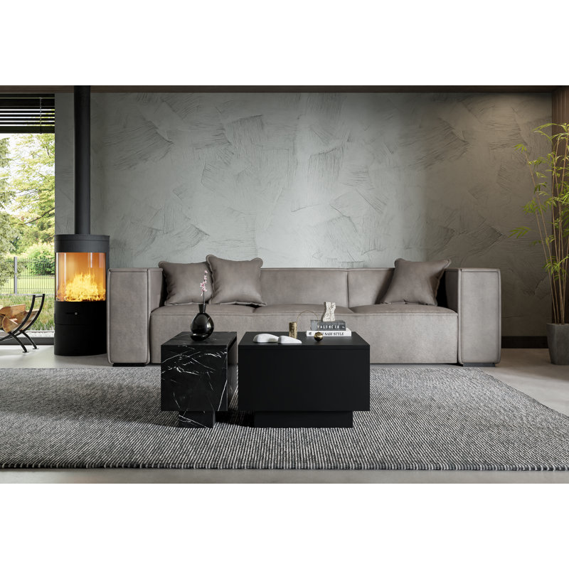 Coffee Table Caoilainn with Storage Compartments, Black, 40cm H x 60cm L x 60cm W
