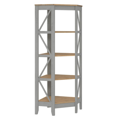 Wood Corner Bookcase 4 Shelf Corona Gray | 