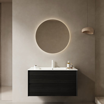 Meuble-lavabo 36 po en chêne foncé