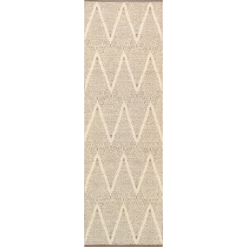 Simplicity Handwoven Cotton Gray/Ivory Runner, Runner 2'6" x 10'