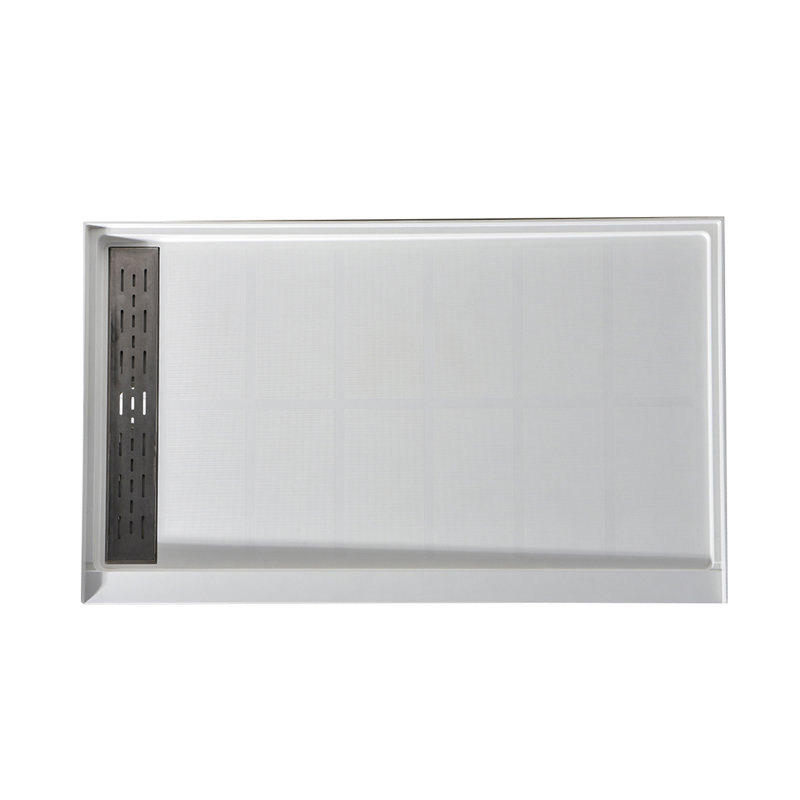 ANZZI Shower Base 60 In. L X 32 In. W Corner Shower Pan Base With Drain In Glossy White Marine Acrylic, Left