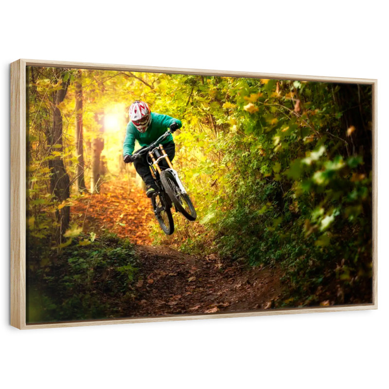 Forest Mountain Bicycle, Floating Frame Natural Wood, 25" X 17"