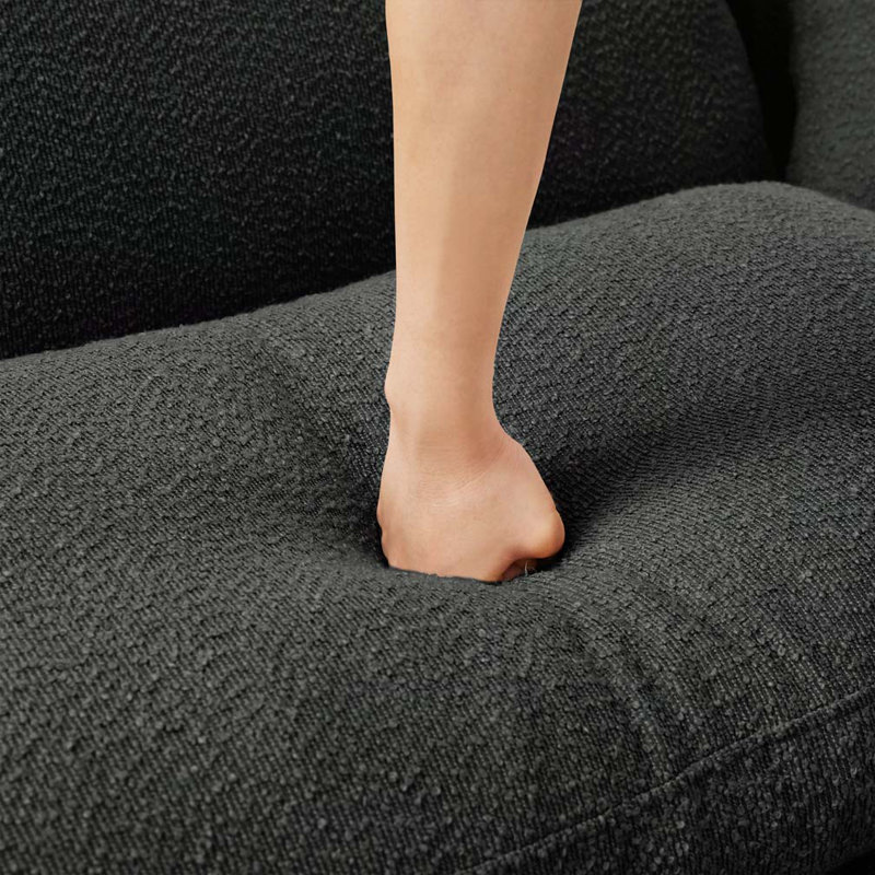 Boucle Upholstered Ottoman For Sectional, Dark Gray