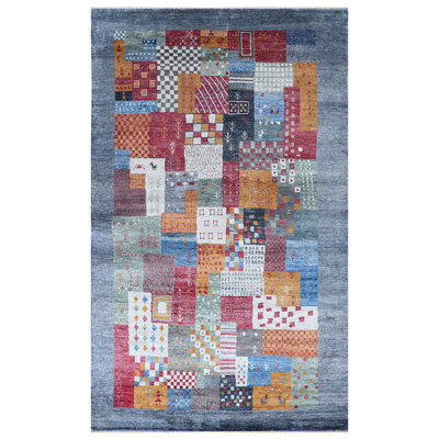 Tapis bleu / jaune / rouge de haute qualité noué à la main