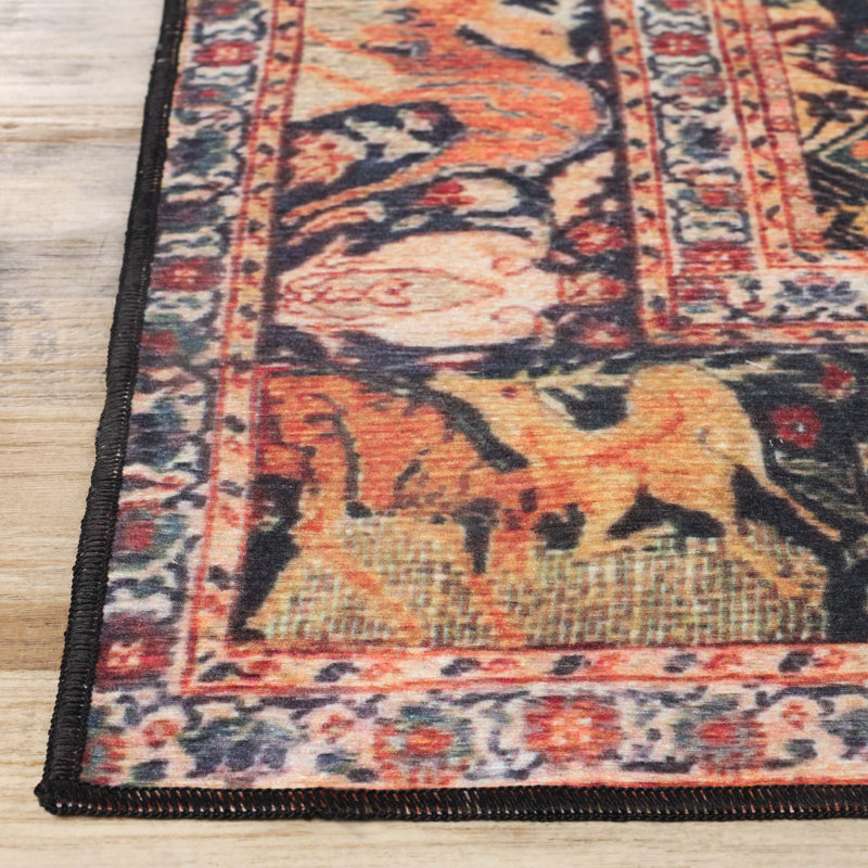 Tapis d'intérieur moderne 100% polyester à motif médaillon Dragomira Copley , Rectangle 9 pi x 10 pi