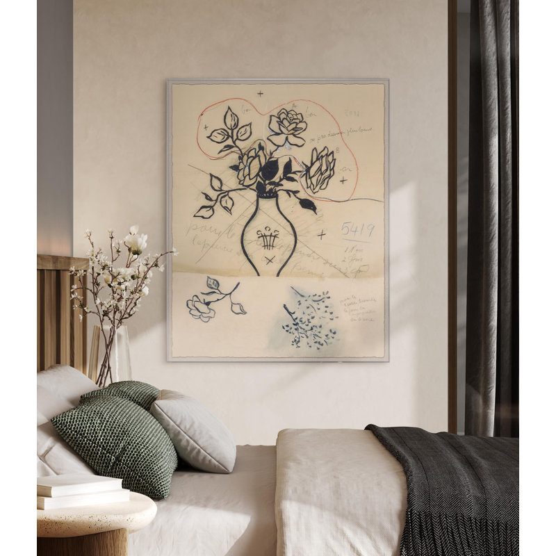 Tres Roses Print by Paule Marrot, Silver Framed, 54" H x 43" W x 1.25" D