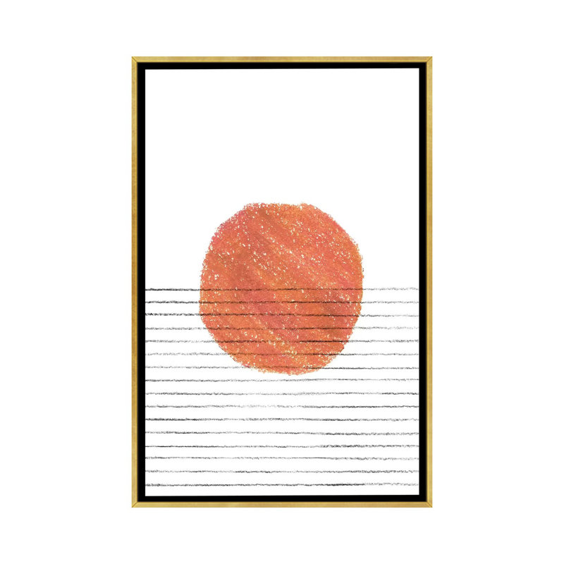 Terracotta Sunset - reproduction d'art, H 26 po x l 18 po x 1,5 po, Toile encadrée d'or, Aucun mat