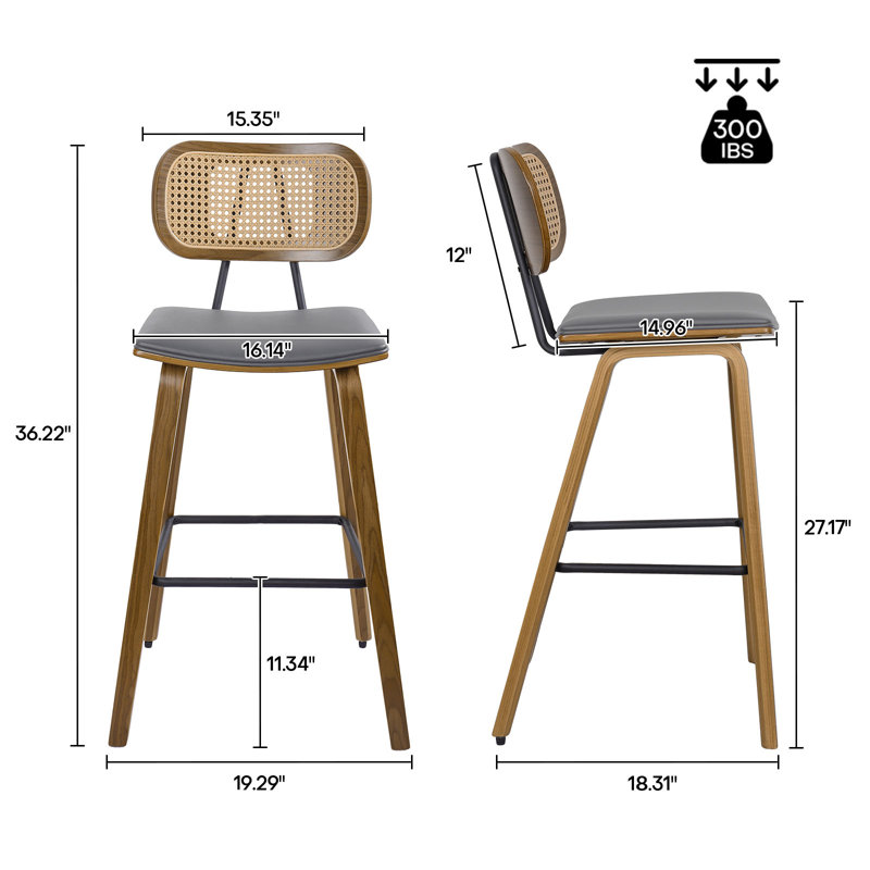Tabouret de bar 26 po, Similicuir gris, 3, Tabouret de comptoir (siège d'une hauteur de 26 p