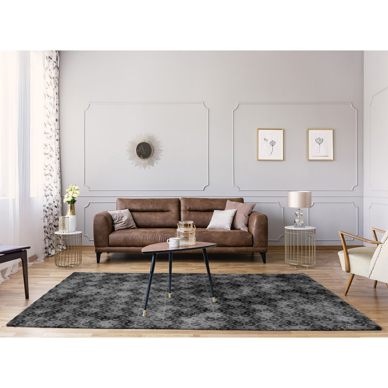 Tapis noir de couleur serpents, Rectangle 8 pi x 10 pi
