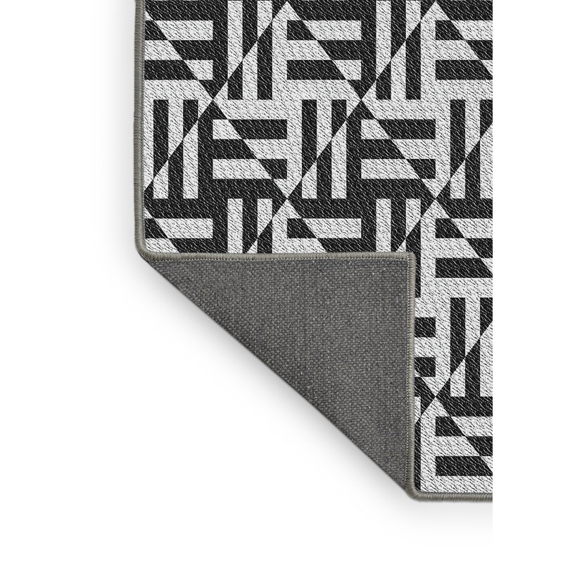 Tapis noir / blanc à motif Kassia, Rectangle 3 pi x 5 pi