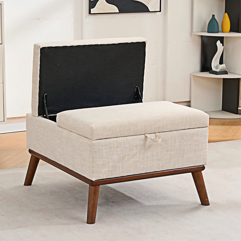 Table basse avec repose-pieds et rangement, Beige / Brun