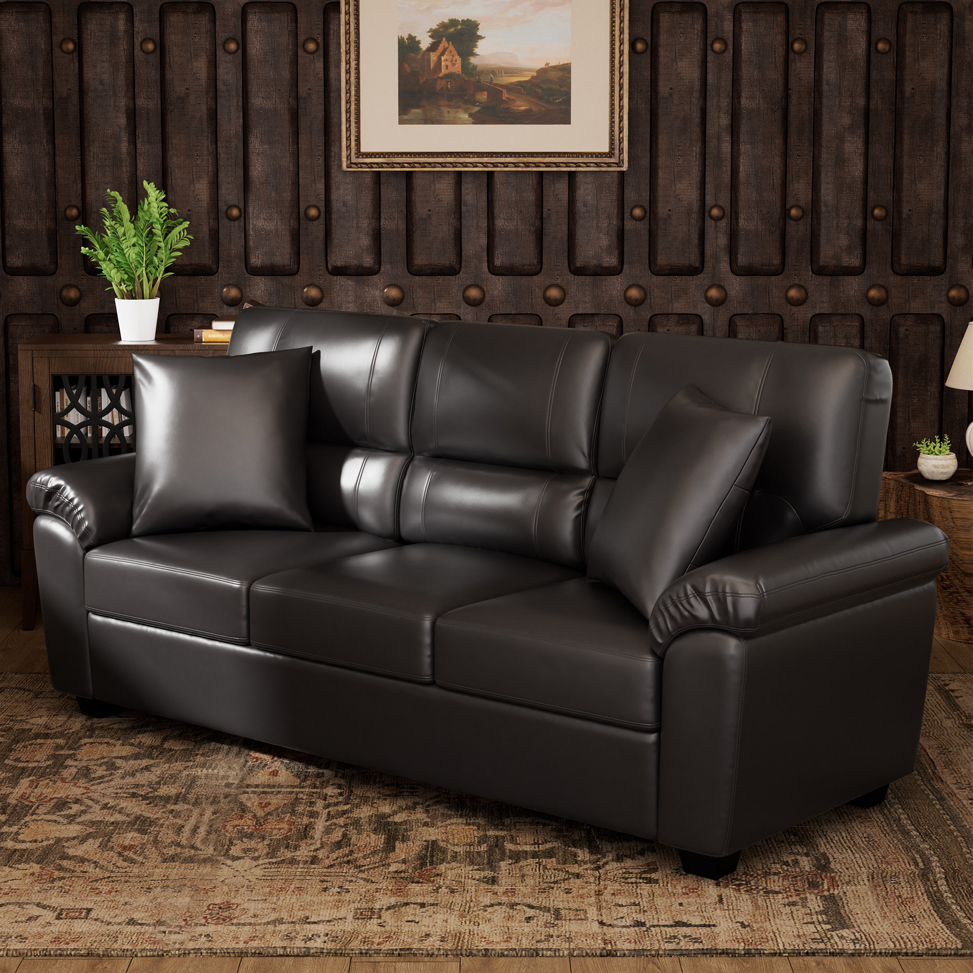 Ebern Designs Ornas 82.75'' Vegan Leather Sofa & Reviews - Wayfair Canada