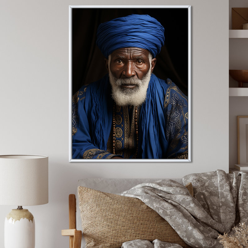 Portrait arabe berbère dans l'atlas I, H 40 po x l 30 po x P 1,5 po, Cadre flottant blanc
