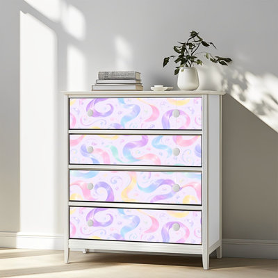 Papier peint auto-adhésif à peler et à coller Abstrait bleu et rose tourbillonnant des lignes de liquide de conception Elemen auto-adhésif et amovible 17,7 po x 118 po (45 x 300 cm)