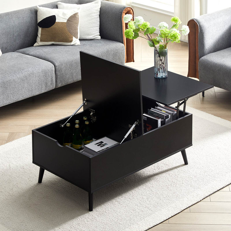 Lift Top Coffee Table with Storage, Black