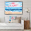 Un petit voilier sur la mer bleue avec des vagues mousseuses - Peinture sur toile-67323450-67323444