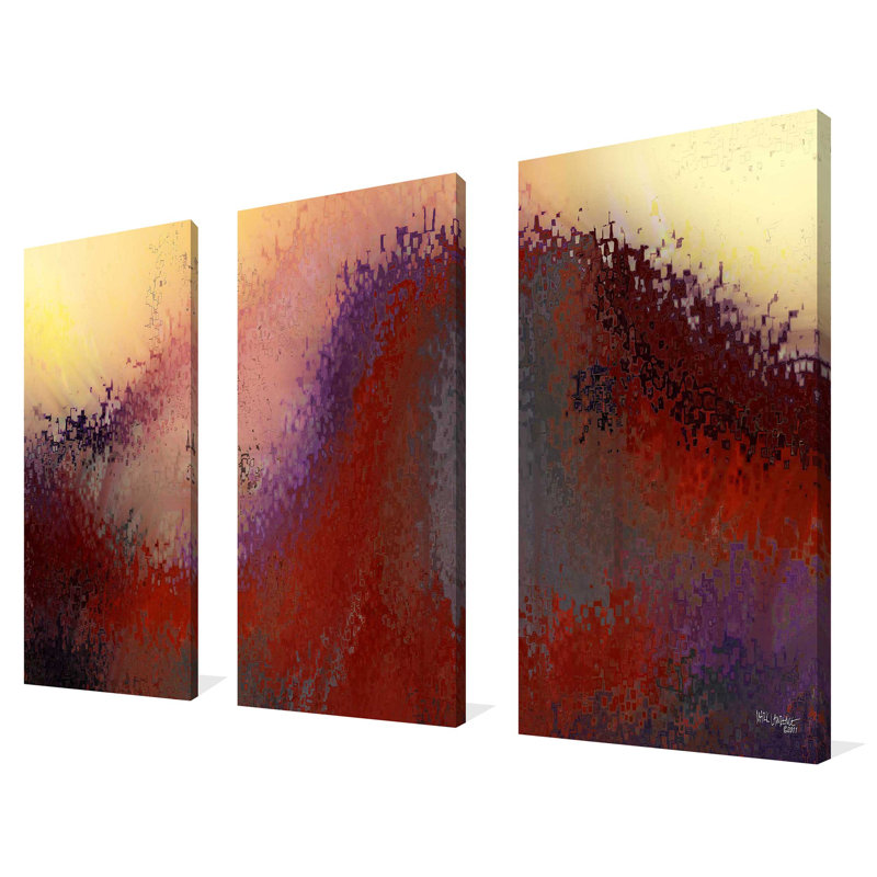 «Redwave» par Mark Lawrence - ensemble de 3 impressions sur toile tendue, H 32 po x l 48 po x P 0,75 po