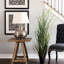 Herbe verte artificielle en pot et eucalyptus.-1366913790