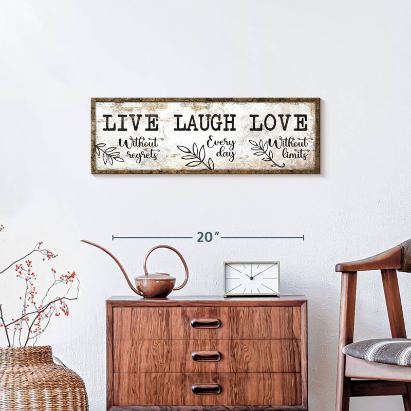 «Live Laugh Love», impression sur toile, H 8 po x l 24 po x P 1 po